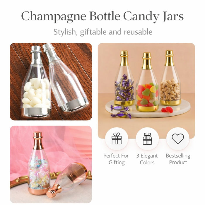 Small Size Golden Acrylic Box Champagne Design Plastic Storage Bottles (11.5 cm) | Perfect for Return Gifts, Chocolates, Dry Fruits & Invitations baatli,batli,chandi
