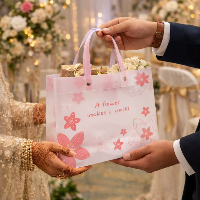 Floral PVC Gift Bags 13x10x4 inch (big)