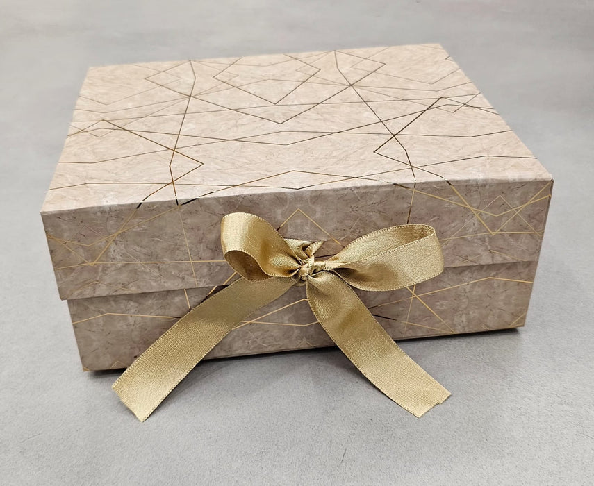 2 Pcs (26 x 21 x 11 cm) Multipurpose Decorative Folding Paper Cardboard/Rigid Box with satin ribbon,DIY Box for Gift Hamper,Valentine Gifting,Wedding gifing.