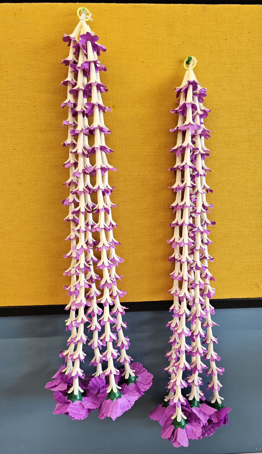 2 Pcs [10 Ladi] Dual Colour Carnation Side Hanging (25 Inch) | Rajnigandha & Galgota Flower Décor for Home, Diwali & Events