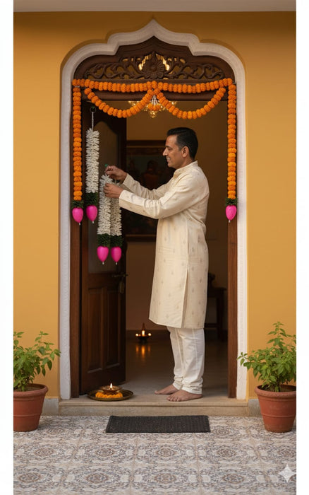 10 Pcs Lotus Ladi | Washable, Affordable Decoration for Diwali, Home & Festive Events