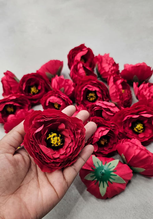 12 Pcs Silk Rose Flower for Gifting, Home, Mandir Pooja Table, Cake Decor, Bouquet Making, Backdrop, DIY Art Craft