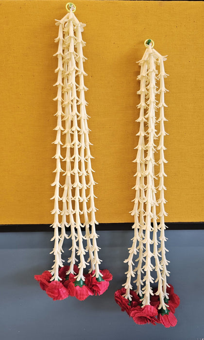 2 Pcs [12 Ladi] Carnation  Rajnigandha , Galgota Long Side Hanging (25 inch) | Home, Diwali & Event Décor