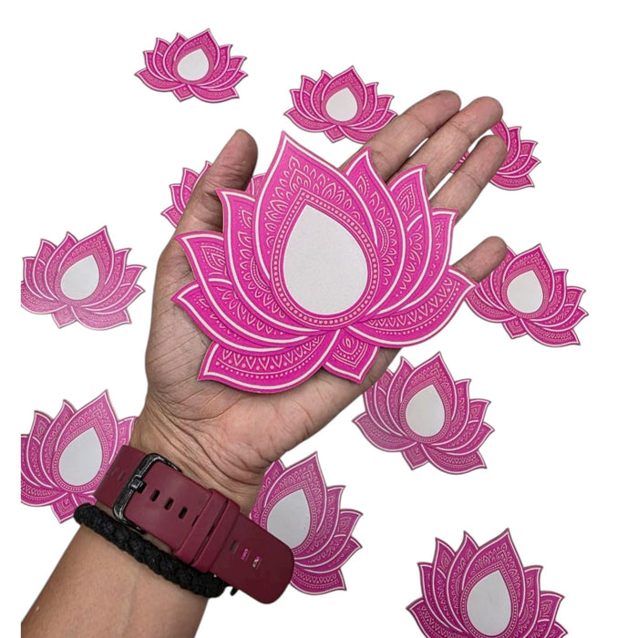 12 Pcs Lotus MDF Cutouts (5 Inch) | BJP Lotus Diwali Decoration | DIY Craft, Wall & Festival Décor