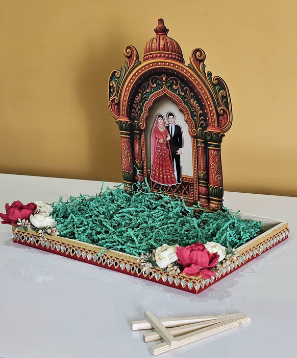 Invitation Card Platter – Ready to Use Folding Tray for Jewellery, Varmala & Wedding Packing
