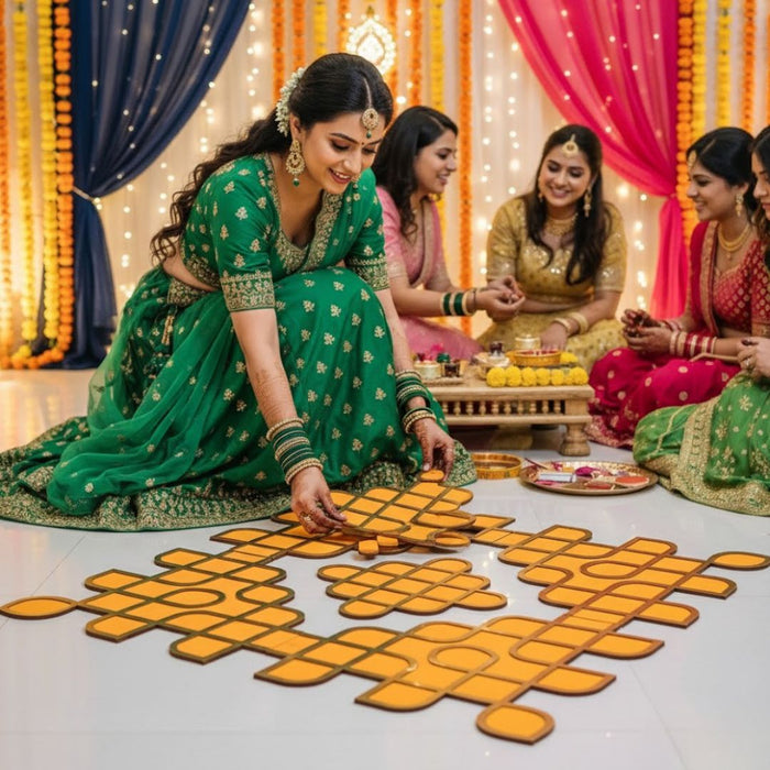 1 Pc Kolam Rangoli 3ft x 3ft [36 inch] – Wedding, Haldi & Mehndi Ceremony Decor