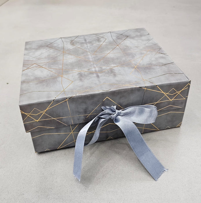 2 Pcs (26 x 21 x 11 cm) Multipurpose Decorative Folding Paper Cardboard/Rigid Box with satin ribbon,DIY Box for Gift Hamper,Valentine Gifting,Wedding gifing.