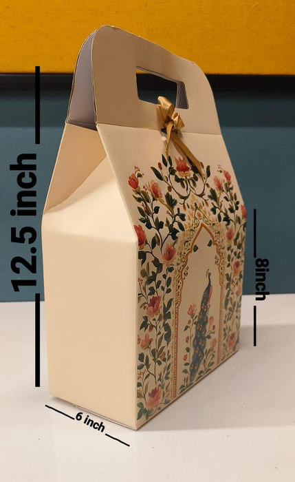 5 Pcs Shahi Dibba Foldable Peacock Hamper Boxes with Ribbon | Premium Gift Packaging for Diwali, Weddings & Special Occasions