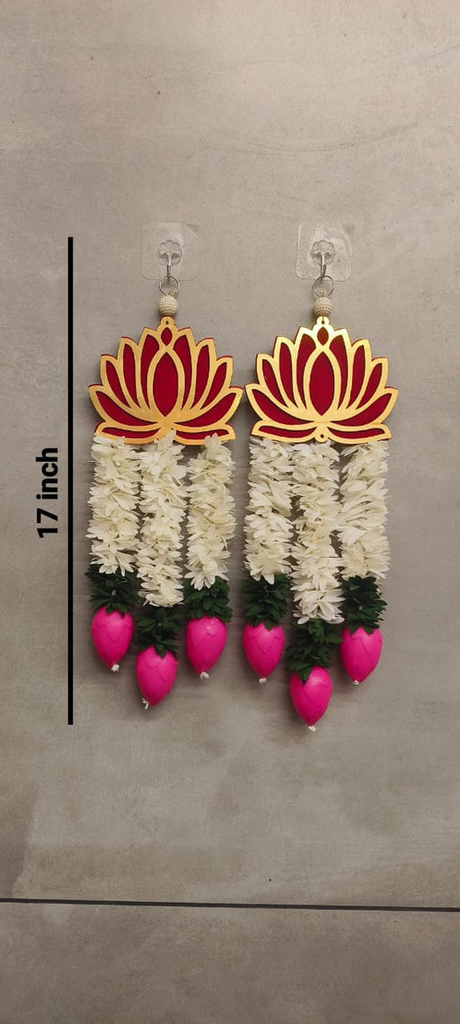 2 Pcs Kamal Hanging With Hook Wall Hangings Decoration, Door Side Décor hangings, Door Toran, Traditional Design for Home, Room, Mandir Décor Items, Pooja Décor, Diwali New Year decorative