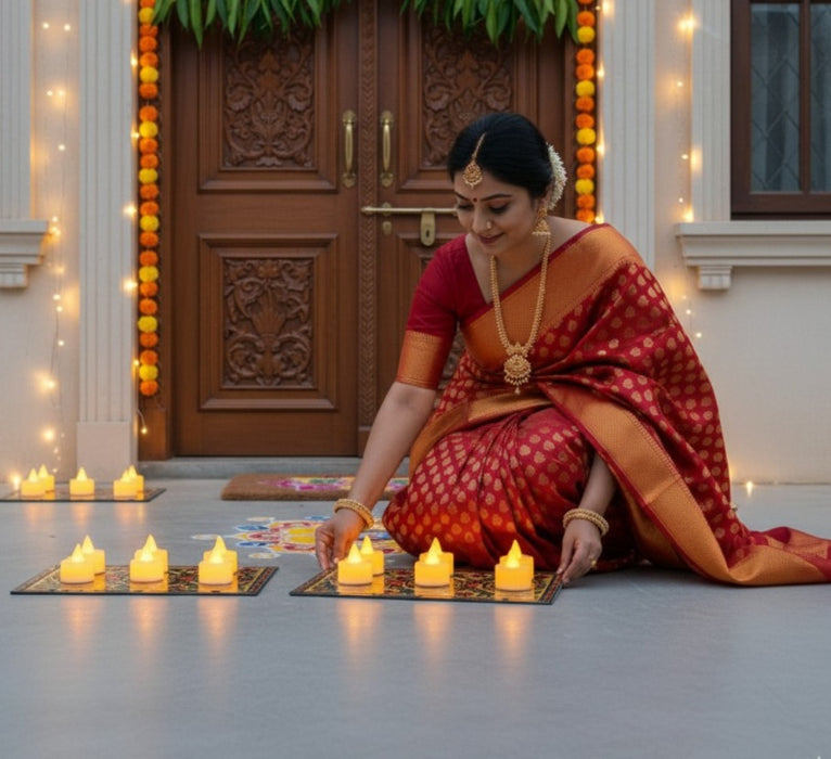 Pack of 2 India’s First 3D Tea Light | With Free 6 Candles & DIY Mirror Kit (Glue Included)