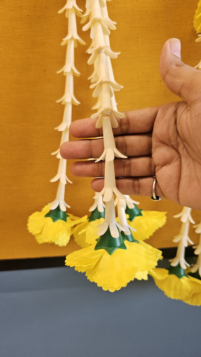 2 Pcs [12 Ladi] Small Carnation Side Hanging (17 Inch) | Rajnigandha & Galgota Floral Décor for Home, Diwali & Events