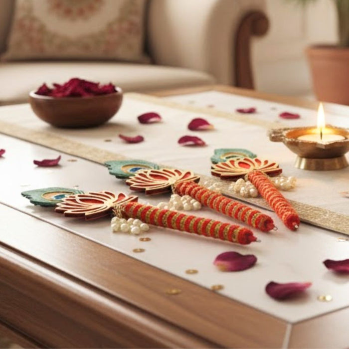 2 Pcs Unique Kankotri Lekhan/ Marriage Wedding Ceremoney Pen Shadi Mubarak pen For Groom And Bride Wedding Pen.