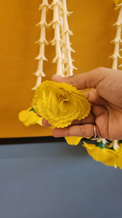 2 Pcs [12 Ladi] Small Carnation Side Hanging (17 Inch) | Rajnigandha & Galgota Floral Décor for Home, Diwali & Events