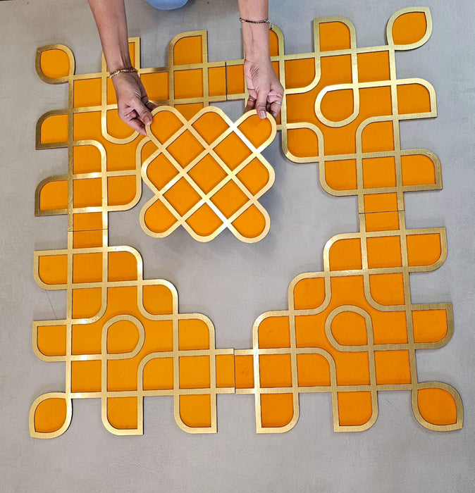 1 Pc Kolam Rangoli 3ft x 3ft [36 inch] – Wedding, Haldi & Mehndi Ceremony Decor