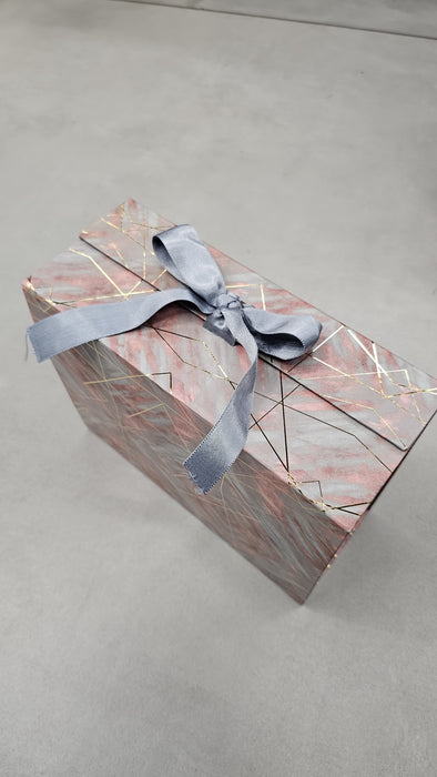 2 Pcs (26 x 21 x 11 cm) Multipurpose Decorative Folding Paper Cardboard/Rigid Box with satin ribbon,DIY Box for Gift Hamper,Valentine Gifting,Wedding gifing.