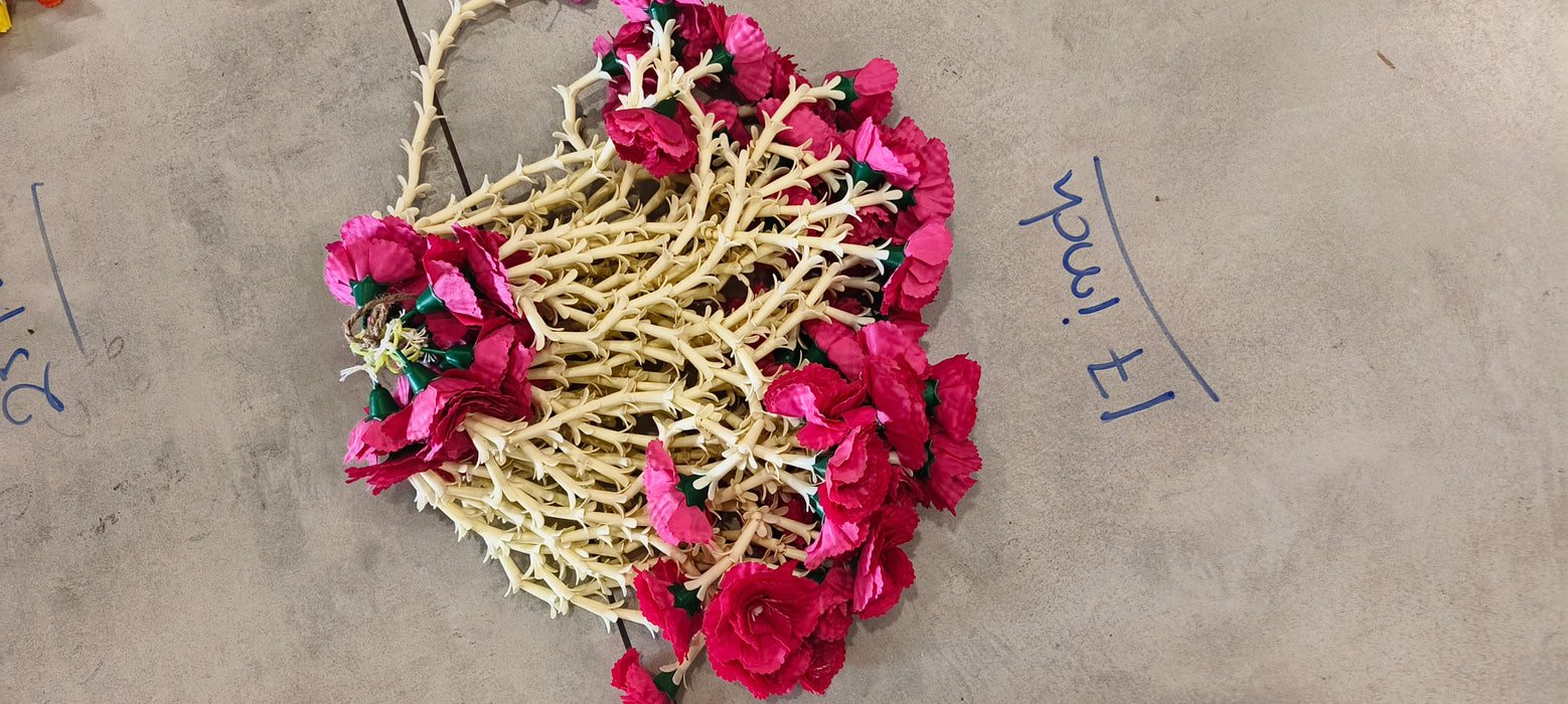 2 Pcs [12 Ladi] Small Carnation Side Hanging (17 Inch) | Rajnigandha & Galgota Floral Décor for Home, Diwali & Events