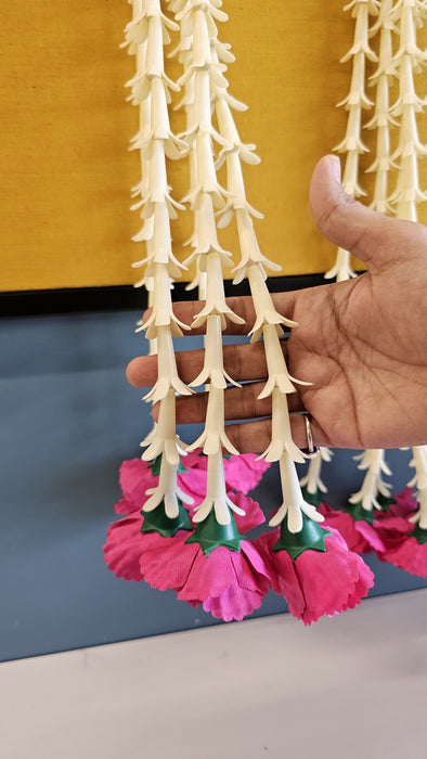 2 Pcs [12 Ladi] Carnation  Rajnigandha , Galgota Long Side Hanging (25 inch) | Home, Diwali & Event Décor