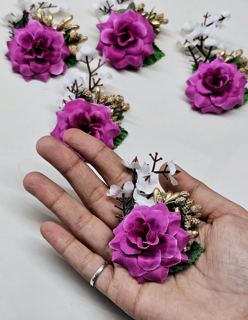 12 Pcs colour Artifical Flower stylish Brooches Ready to use flower bunch for any occation, Hamper decoraton, Toran decoration stylish brooches.