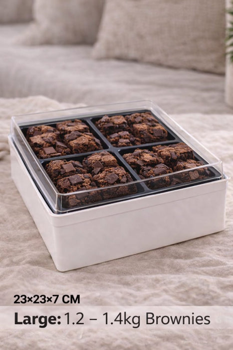 4 Cavity Packing Box | Disposable  Box for  Brownies,Cake, Cookies ,Picnic,Gifting & Premium Packing