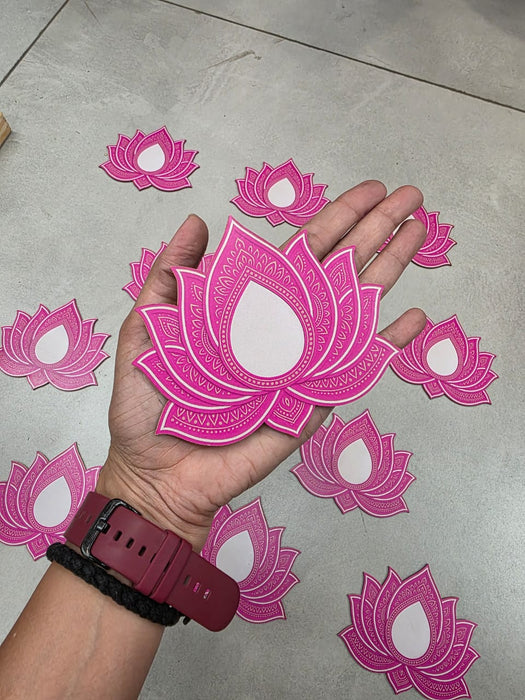 12 Pcs Lotus MDF Cutouts (5 Inch) | BJP Lotus Diwali Decoration | DIY Craft, Wall & Festival Décor