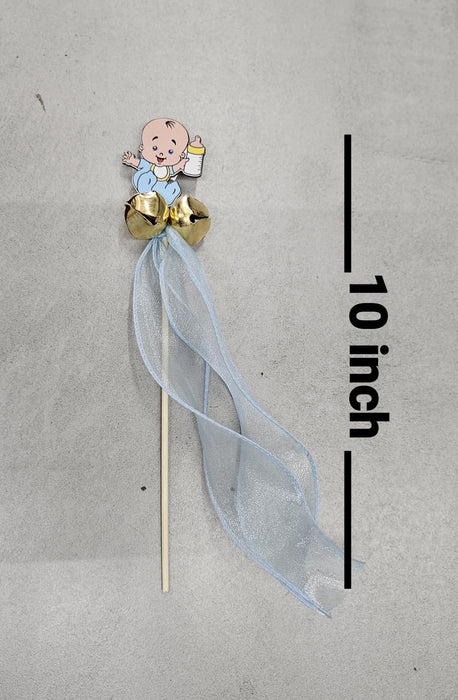 Baby Ghungroo Stick 10 Inch | Decorative Bell Stick for Baby Announcement, Baby Shower, Baby Girl & Boy, Kids Dance, Party & Festive Use