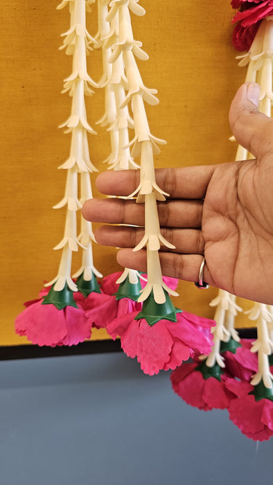 2 Pcs [12 Ladi] Small Carnation Side Hanging (17 Inch) | Rajnigandha & Galgota Floral Décor for Home, Diwali & Events