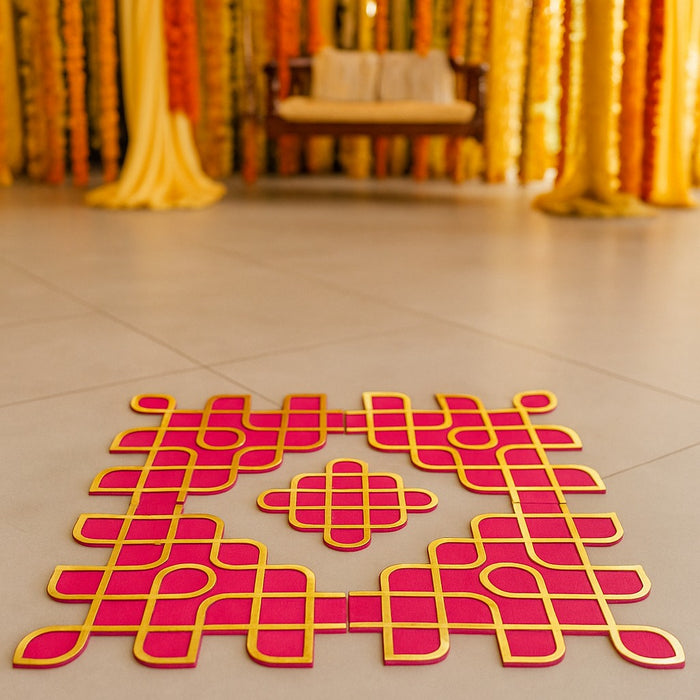 1 Pc Kolam Rangoli 3ft x 3ft [36 inch] – Wedding, Haldi & Mehndi Ceremony Decor