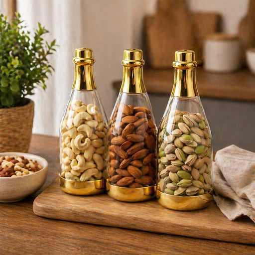 Big Size Golden Acrylic  Champagne Design Plastic Gifting Bottles Batli  (14.5 cm) | Perfect for Return Gifts, Chocolates, Dry Fruits & Invitations baatli, Bottle