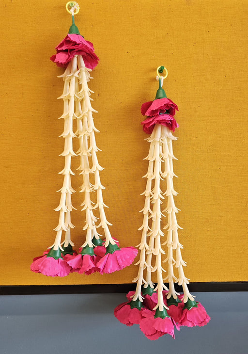 2 Pcs [12 Ladi] Small Carnation Side Hanging (17 Inch) | Rajnigandha & Galgota Floral Décor for Home, Diwali & Events