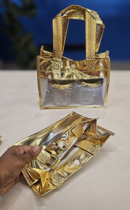 6 pcs.. Golden Transparent Window bag