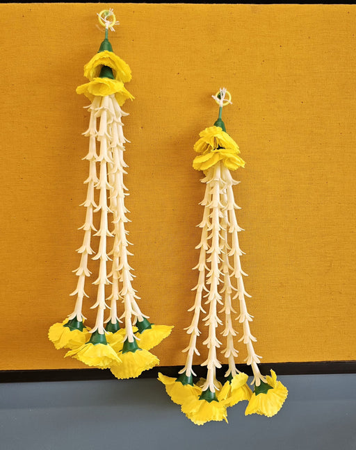 2 Pcs [12 Ladi] Small Carnation Side Hanging (17 Inch) | Rajnigandha & Galgota Floral Décor for Home, Diwali & Events