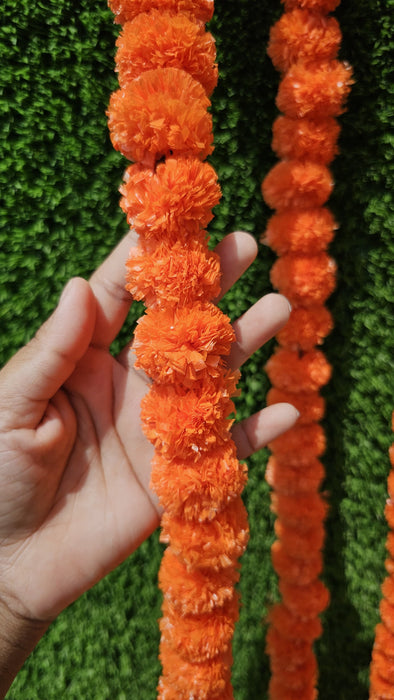 5 Pcs Artificial Genda Phool Garland – Orange Galgota Marigold Mala, 60 Inch,Galgoto