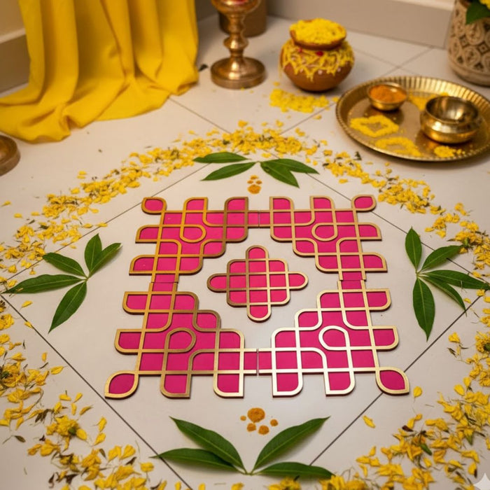 1 Pc Kolam Rangoli 3ft x 3ft [36 inch] – Wedding, Haldi & Mehndi Ceremony Decor