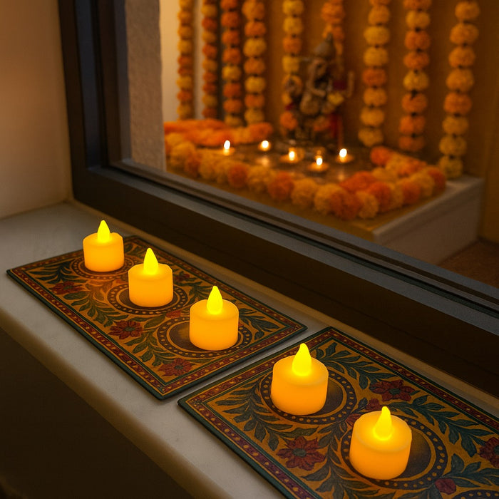 Pack of 2 India’s First 3D Tea Light | With Free 6 Candles & DIY Mirror Kit (Glue Included)