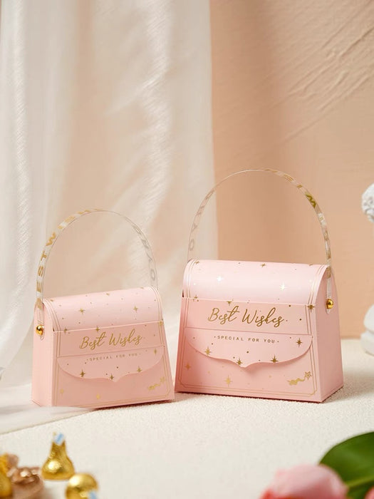 20 pcs Decorative Folding Storage Box/ Purse style for Return Gift, Birthday, Valentine's Day - Boxes, Perfect for Packing Chocolate, Dry Fruits, and Invitations (Peach/Pink)