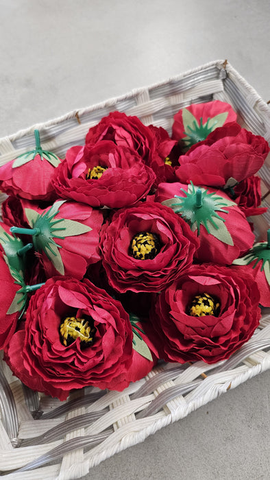 12 Pcs Silk Rose Flower for Gifting, Home, Mandir Pooja Table, Cake Decor, Bouquet Making, Backdrop, DIY Art Craft