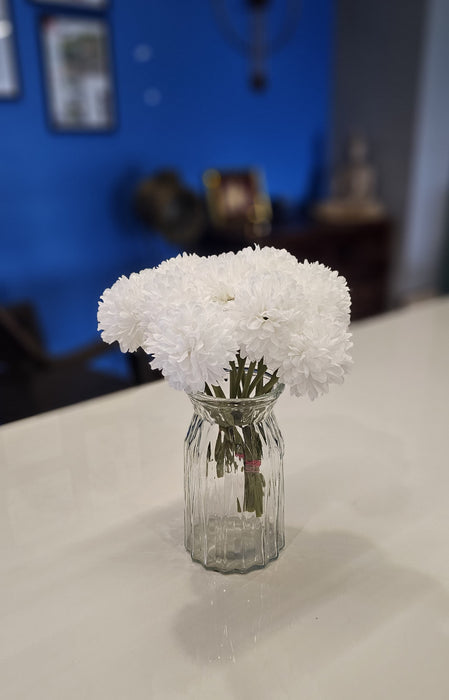 15 Pcs Artificial Chrysanthemum Ball Hydrangea Flower Stick for Home, Office, Bedroom, Balcony, Living Room Decoration and Craft - (Pack of 15) (Without Vase Pot)