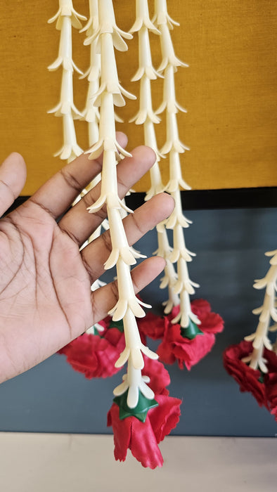 2 Pcs [12 Ladi] Carnation  Rajnigandha , Galgota Long Side Hanging (25 inch) | Home, Diwali & Event Décor