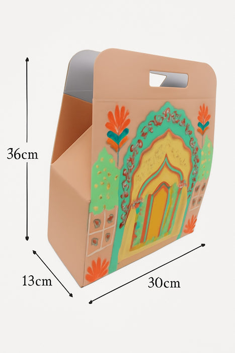 5 Pcs Affordable peach Rajwadi hamper Multipurpose Decorative Folding Paper Cardboard Box DIY Box for Gift Hamper, Diwali Gifting, Wedding gifing