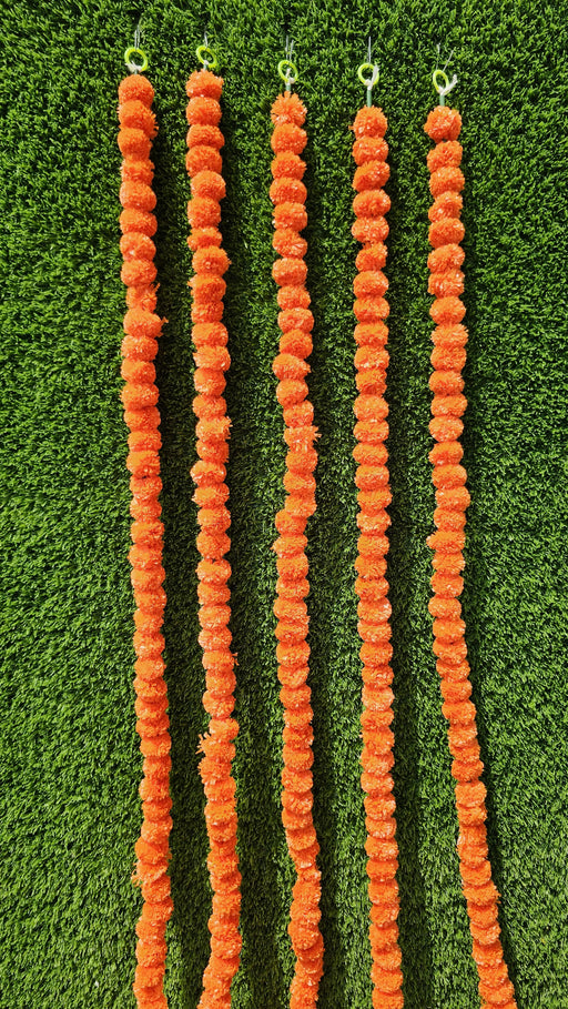 5 Pcs Artificial Genda Phool Garland – Orange Galgota Marigold Mala, 60 Inch,Galgoto