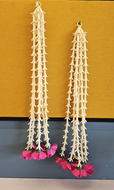 2 Pcs [12 Ladi] Carnation  Rajnigandha , Galgota Long Side Hanging (25 inch) | Home, Diwali & Event Décor