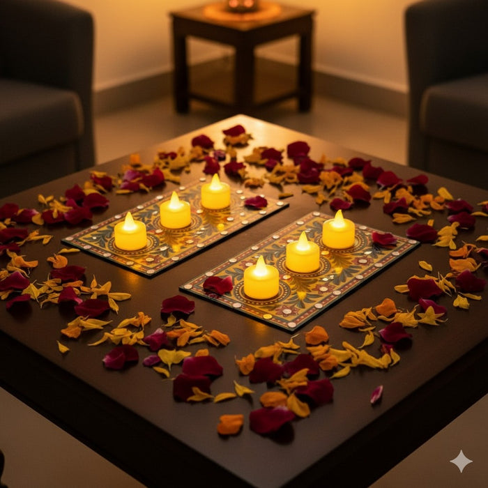 Pack of 2 India’s First 3D Tea Light | With Free 6 Candles & DIY Mirror Kit (Glue Included)