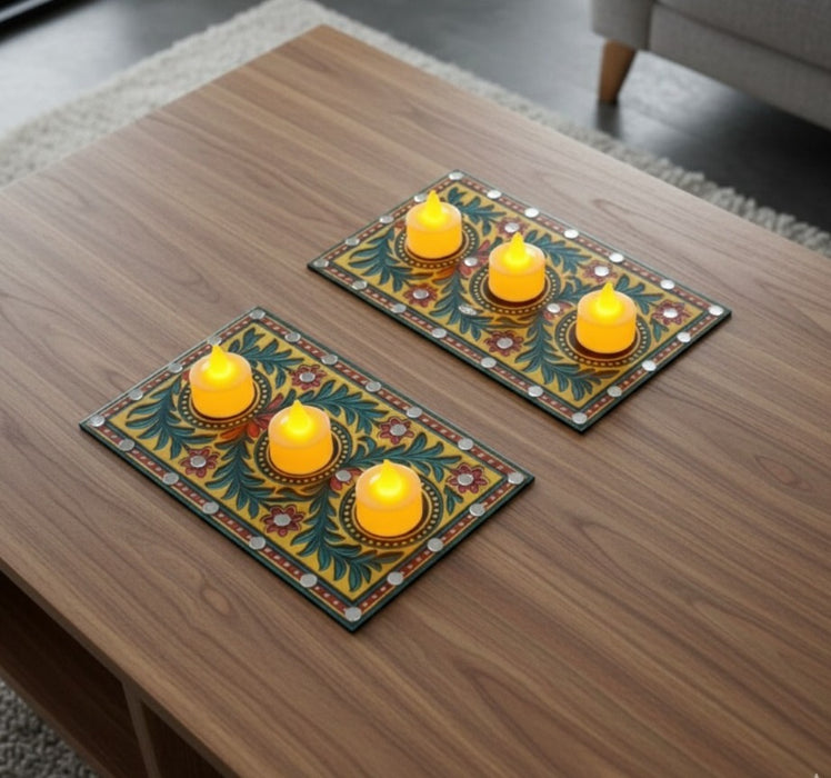 Pack of 2 India’s First 3D Tea Light | With Free 6 Candles & DIY Mirror Kit (Glue Included)