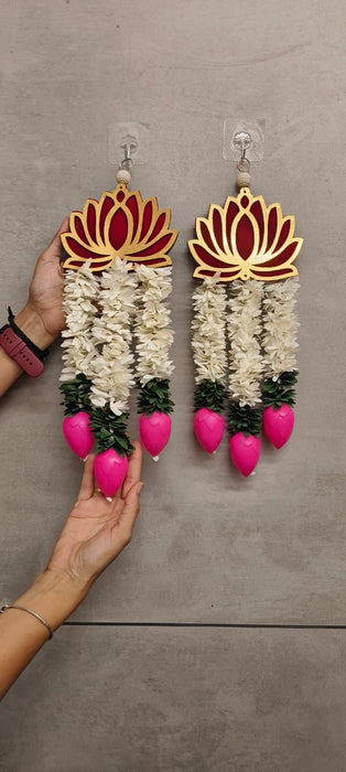 2 Pcs Kamal Hanging With Hook Wall Hangings Decoration, Door Side Décor hangings, Door Toran, Traditional Design for Home, Room, Mandir Décor Items, Pooja Décor, Diwali New Year decorative