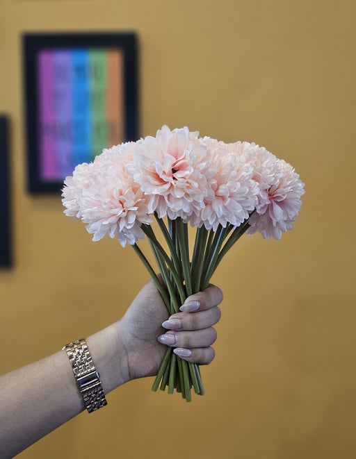 15 Pcs Artificial Chrysanthemum Ball Hydrangea Flower Stick for Home, Office, Bedroom, Balcony, Living Room Decoration and Craft - (Pack of 15) (Without Vase Pot)