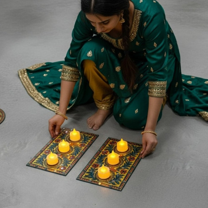 Pack of 2 India’s First 3D Tea Light | With Free 6 Candles & DIY Mirror Kit (Glue Included)