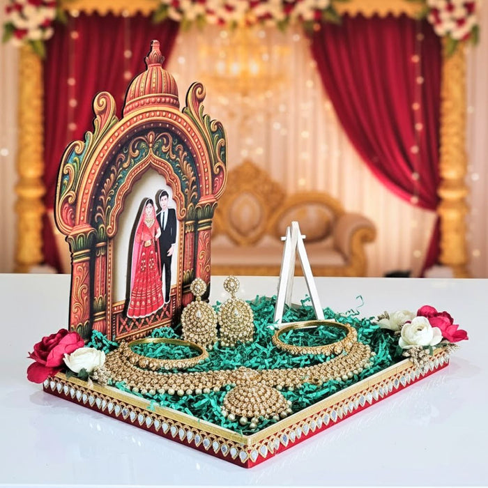 Invitation Card Platter – Ready to Use Folding Tray for Jewellery, Varmala & Wedding Packing