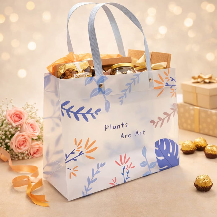 Floral PVC Gift Bags 8×10×4 inches