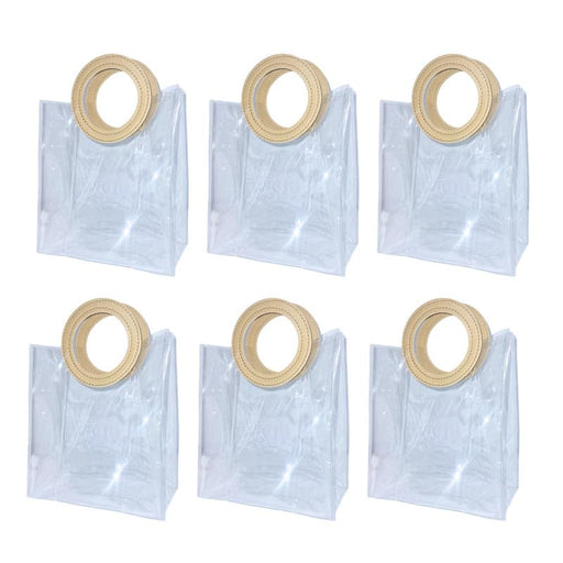 10 Pcs Small Transparent Bags with Circle Handle Gift Paper Bag, Carry Bags, Gift Bag, Gift for Birthday, Valentine, Marriage, Festivals, Season's Greetings and Events (Cream) (Small)