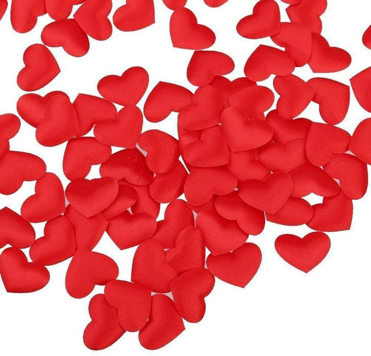 50 Pcs Red Satin Heart Patch Perfect for Him Her Valentine's day wedding New year Birthday Annivesary Mother's day Bridal shower Party Decor Romantic Art craft Clothing Table Decor